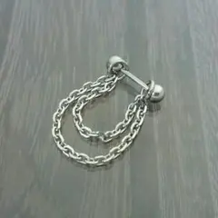 ALLステンレス☆wチェーン＆バーベルピアス★1個★シャフト16G8㎜