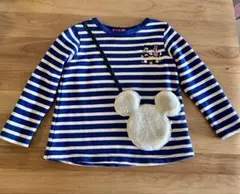 ディズニー　ミッキーミニー　トレーナー　ボーダー　ポシェット風　ふわふわミッキー