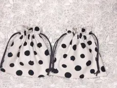 ハンドメイド巾着セット※クロネコ※水玉※マチなし※可愛い♡