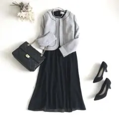 スーツ セットアップ ジャケット×ワンピース 東京ソワール ツイード ロング