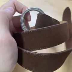 ブラウンレザーリングバックルベルト