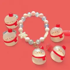Snowman 雪だるま　赤　まとめ売りセット　指輪　ヘアピン　ブレスレット