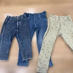 【バラ売りも可能】パンツ3本セット 95cm以下 デニム・動物柄