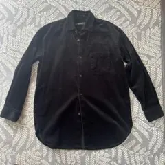 黒 コーデュロイ ボタンアップシャツ