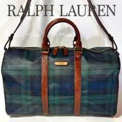 【良品】ラルフローレン 2WAY ボストンバッグ チェック レザー 旅行カバンのサムネイル