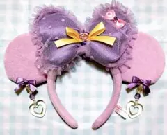 ディズニー ミニー イヤリングカチューシャ フリル リボン 紫