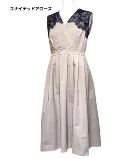 ユナイテッドアローズ UPCSレースVネックワンピース　38　パーティー　結婚式