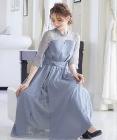 niana ニアナ ビスチェ風ハイネックレース 結婚式 ワンピース Mドレス