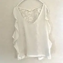 ZARA レースフリルトップス ノースリーブ