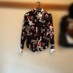 ブラックコムデギャルソンシャツ。モノトーンプリントシャツ。オシャレ感満載商品。のサムネイル