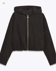 ZARA フーディ パーカー ダークブラウン XS