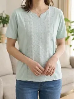 SCAPA スキャパ カットソー 38刺繍デザイン 半袖 ライトグリーンのサムネイル