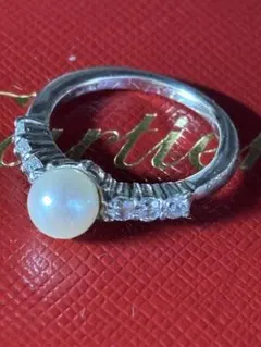 silver925 本真珠×キュービックジルコニア　リング　9.15号