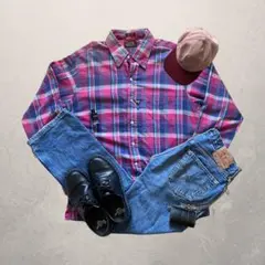 【王道アメカジ】USA製チェックBDシャツ×ペンキ ユーロリーバイス501