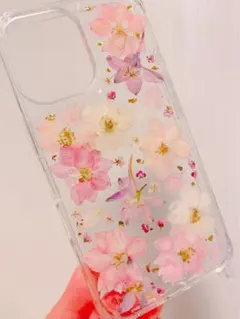 iPhone16ケース ハンドメイド 押し花スマホケース