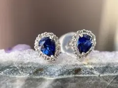 プラチナ アクアマリン サンタマリアカラー ハートシェイプ ピアス 
