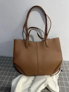 トートバッグ レザー キャメル CYME テクスチャード