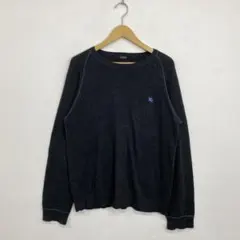 90s Burberry ニットセーター グレー クルーネック ステッチ Y2K