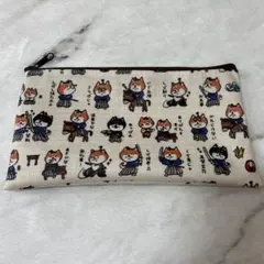 ハンドメイド☆ファスナーポーチ☆柴犬侍柄　ラミネートポーチ550②
