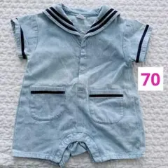バースデイ　Cottoli ロンパース デニム　セーラー　70