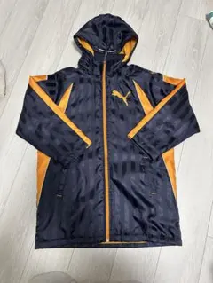 【PUMA】ベンチコート　上着　140 オレンジ　ネイビー　サッカー　野球　子供