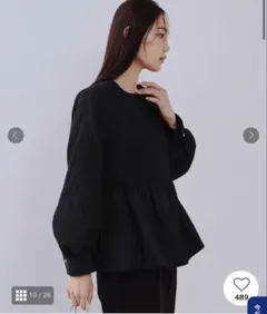 OPAQUE.CLIP 《通勤・セレモニー対応》ジャカードペプラムブラウス　M