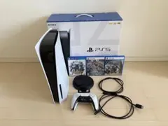 美品！PS5本体＋周辺機器＋モンハンワイルズなどソフト3点セット！