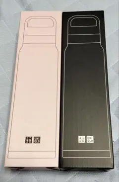 2025UNIQLO ノベルティステンレスボトル ピンク、ブラック2個セット