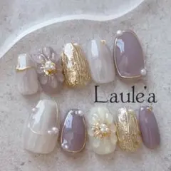 現品　ニュアンスネイル　ぷっくりフラワー　花　ゴールド　ワンホン　結婚式　成人式