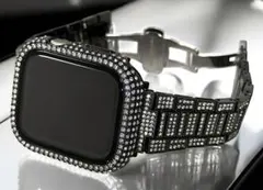 Apple Watch ステンレスバンド　保護カバーブラック　ケース　キラキラ