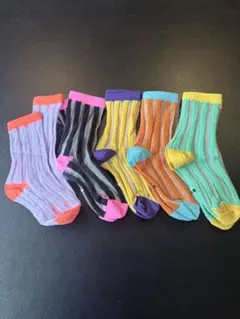 カラフルストライプキッズ靴下セット3-8歳用