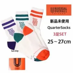 【ユニバーサルオーバーオール】新品 サイドロゴ ソックス 3足 25-27cm