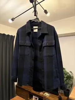 SHIPS ネイビー系 チェック柄 長袖シャツ S