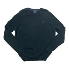 POLO Ralph Lauren ブラックVネックニット コットン100% L