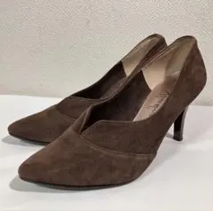 銀座かねまつ Ginza Kanematsu スエード Vカット パンプス 23