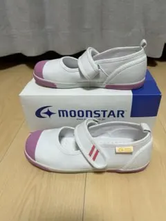 ムーンスター⭐︎上履き20.0白×ピンク上靴マジックテープ