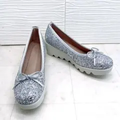 ✨極美品✨ HILLS AVENUE ラメ リボン ウェーブソール シルバー