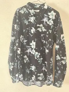 花柄長袖シャツ 黒