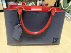 Louis Vuitton エピレザー トートバッグ ネイビー/レッド