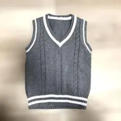 スクール フォーマル お洒落 ニットVネックベスト グレー 110