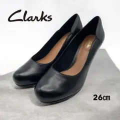 【未使用】Clarks クラークス 本革 黒パンプス26cm 7cmヒール 希少のサムネイル