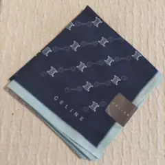 CELINE ネイビー 水色 ハンカチ