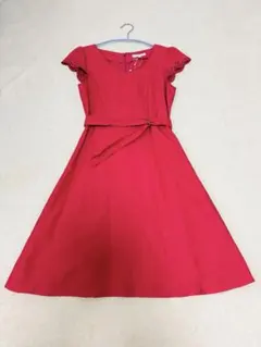 【新品】プロポーション リネン混ワンピース 赤 M 半袖 PROPORTION
