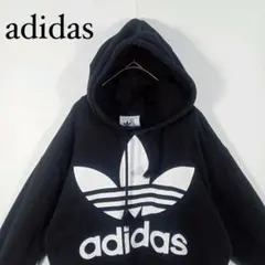 adidas ブラック トレフォイルロゴパーカー　XS フーディー