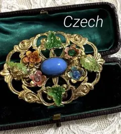 Czech製 ヴィンテージブローチ flower エナメル装飾