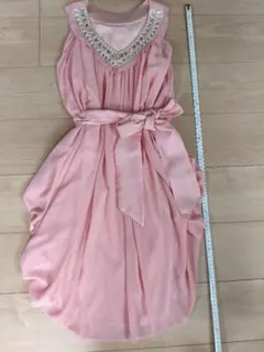 ピンク シフォン ドレス レディース　パーティードレス　38 M　膝丈