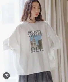【美品】niko and… バッグ布帛CITYフォトTシャツ フリーサイズ