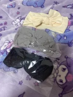 ベビー　リボン付きヘアバンド3個セット