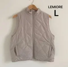 LEMIORE　中綿キルティングベスト　裏フリース　L　ベージュ　着用1回のみ