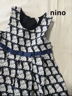 100サイズ　nino 猫柄 ノースリーブワンピースのサムネイル